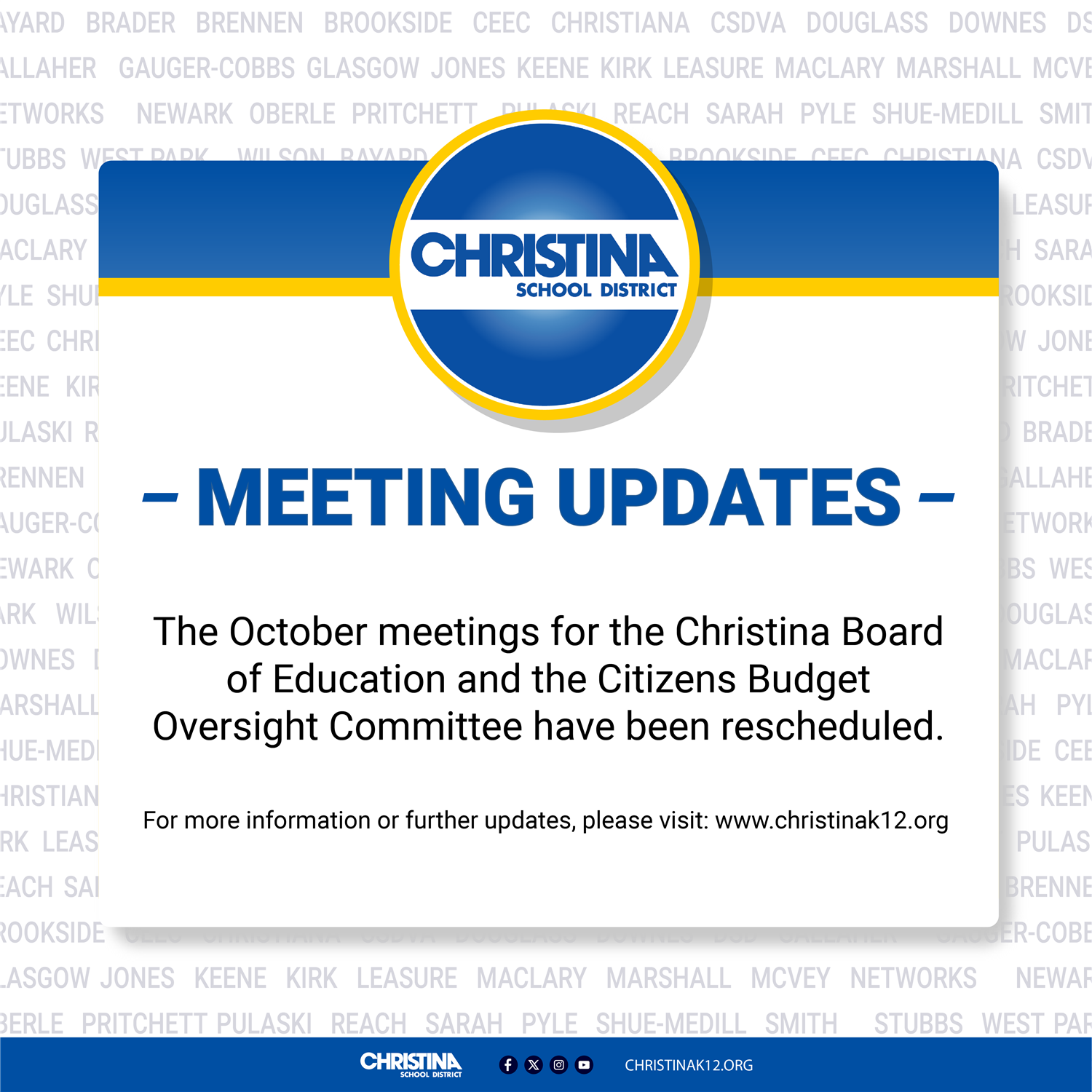  Banner Christina School District Meeting Updates 